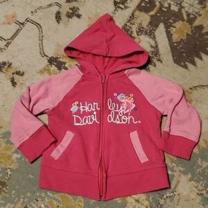 Harley Davidson pink Hoodie with Harley D on the Front Size 18m Nice preowned